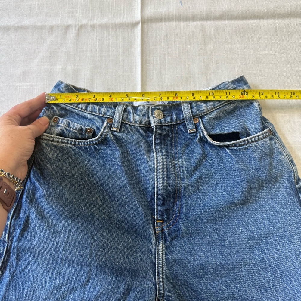 & Other Stories Dear Cut Wide Leg High Rise Blue Jeans Size 26 - Picture 4 of 11